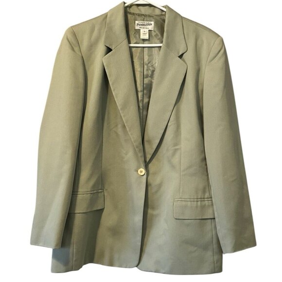 Warranted To Be A Pendleton Womens Blazer‎ Size 16 Green Polyester Blend Career - Picture 1 of 16